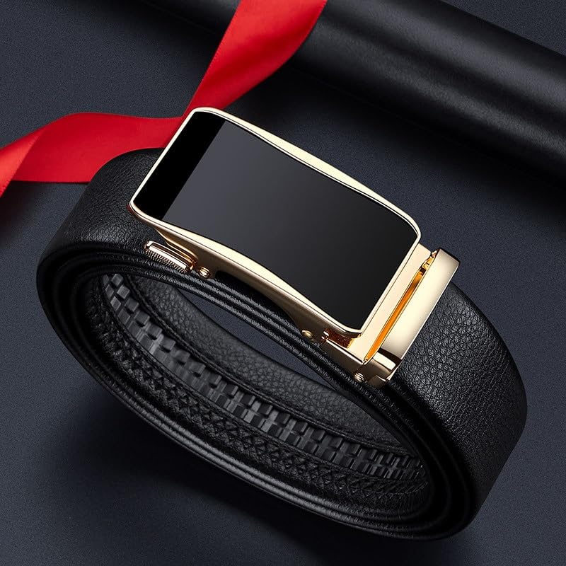 Belt Men's Belt Cowhide Business Automatic Buckle Men's Belt(110cm)3