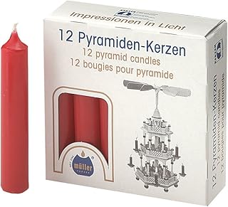 Biedermann 4-Inch Pyramid Candles, Red, (Set of 2)