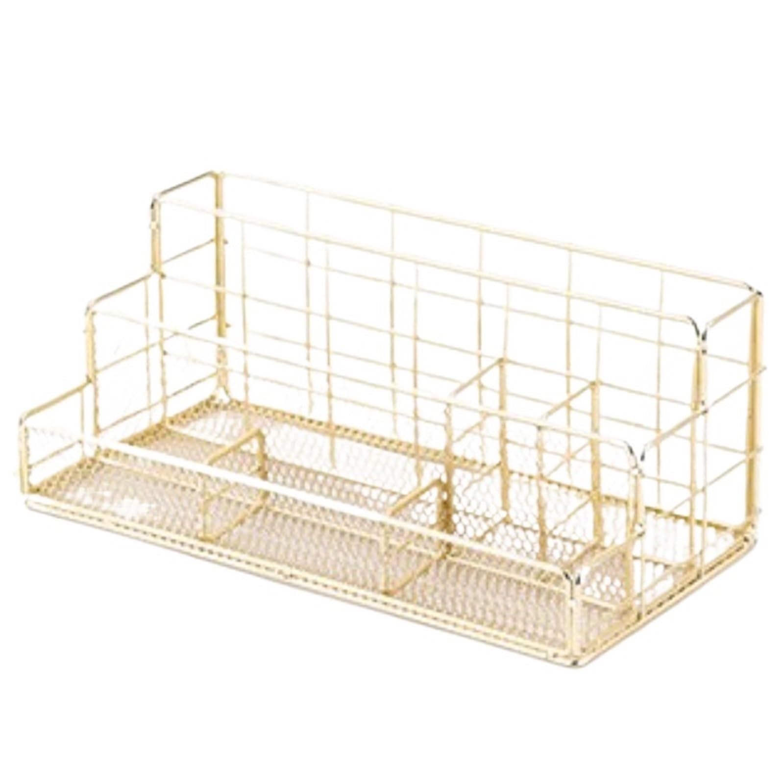Organizer da scrivania in metallo 2 pezzi: elegante contenitore multifunzionale for ufficio, cosmetici, cancelleria, penne, graffette Per Ufficio,Casa