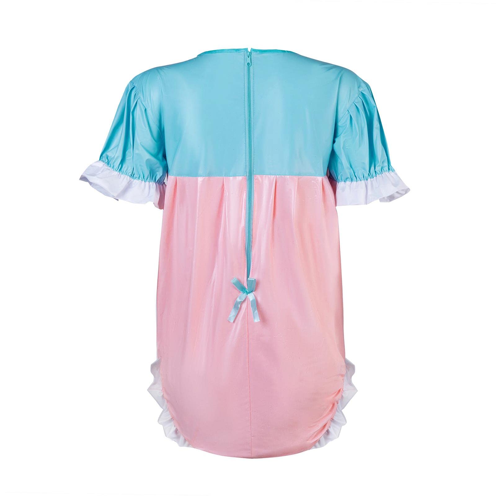 Dwukolorowy patchworkowy uroczy krótki rękaw TPU ABDL Onesie Pieluchy dla niemowląt Miłośnik (ABDL) guzik Krocze Romper Body Plastikowe Onesie