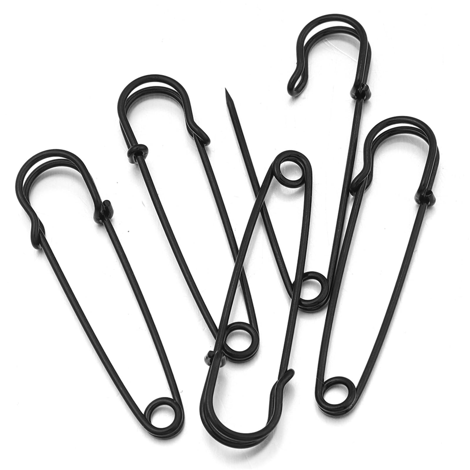 Decorative Safety Pins 50pcs/lot 64x15mm Safety Pins Brooch Colorful Metal Iron Sewing Pins For DIY Jewelry Making Clothing Fasteners Decor Accessories for Clothes(Black)