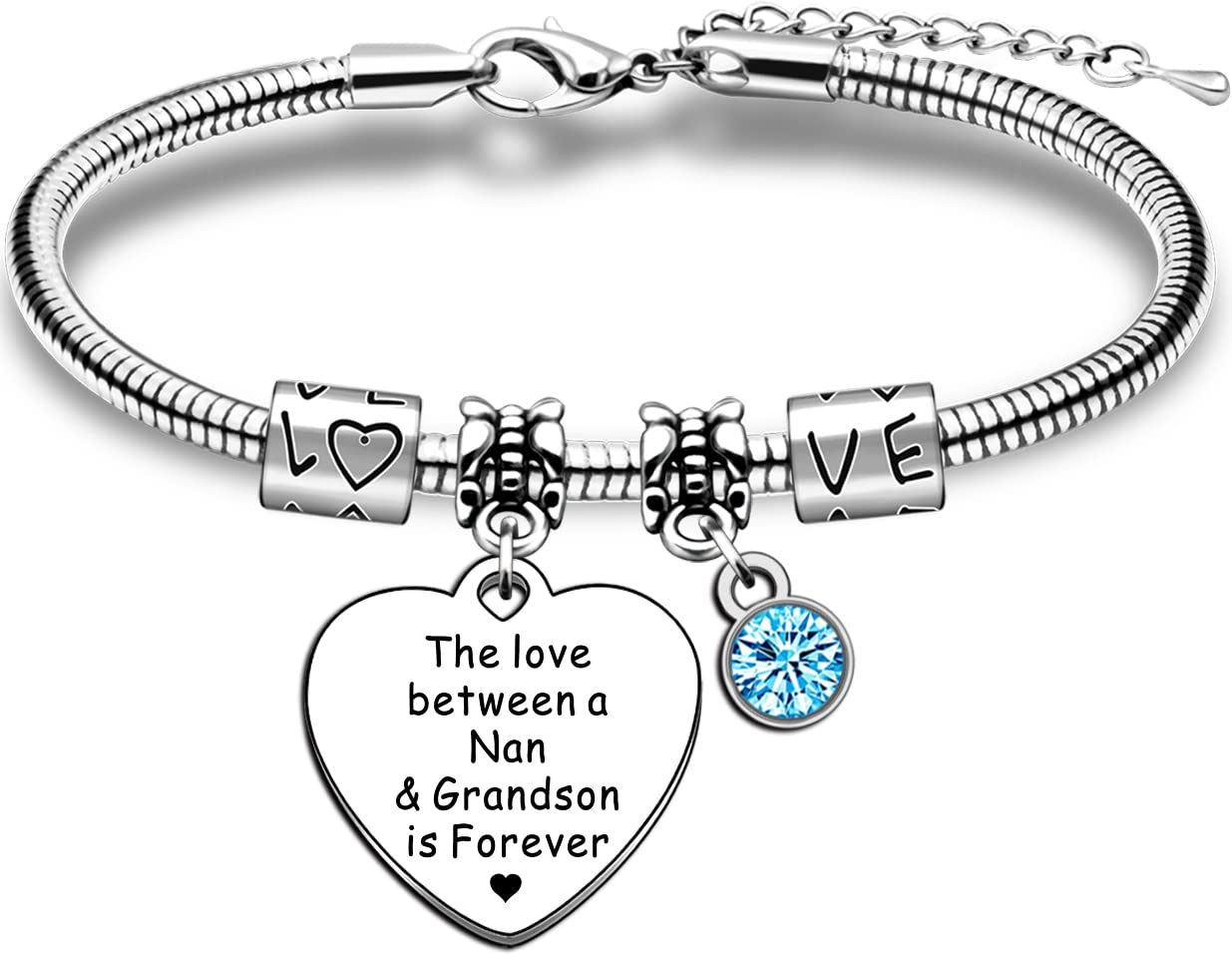 JMIMO Nan Bracelet Nan Gifts from Grandson Nan Birthday Christmas Gifts Adjustable Snake Bangle Bracelets Gifts for Nan Nanny Jewellery