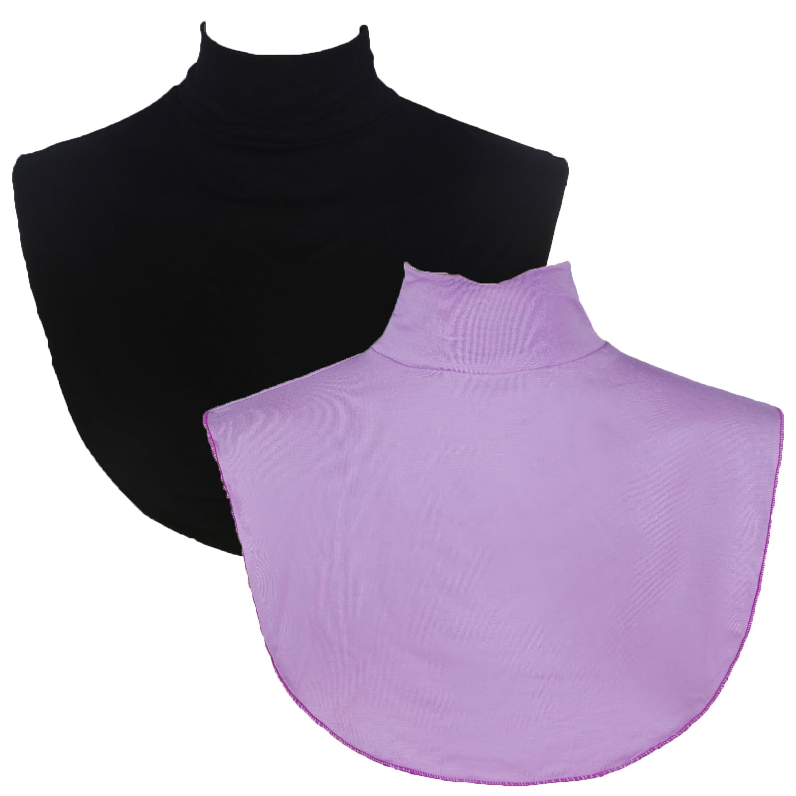 2PCS Fake Collar Solid Color Detachable Cotton Half Top Collars Neck Dickey False Turtleneck Warmer High Mock collars