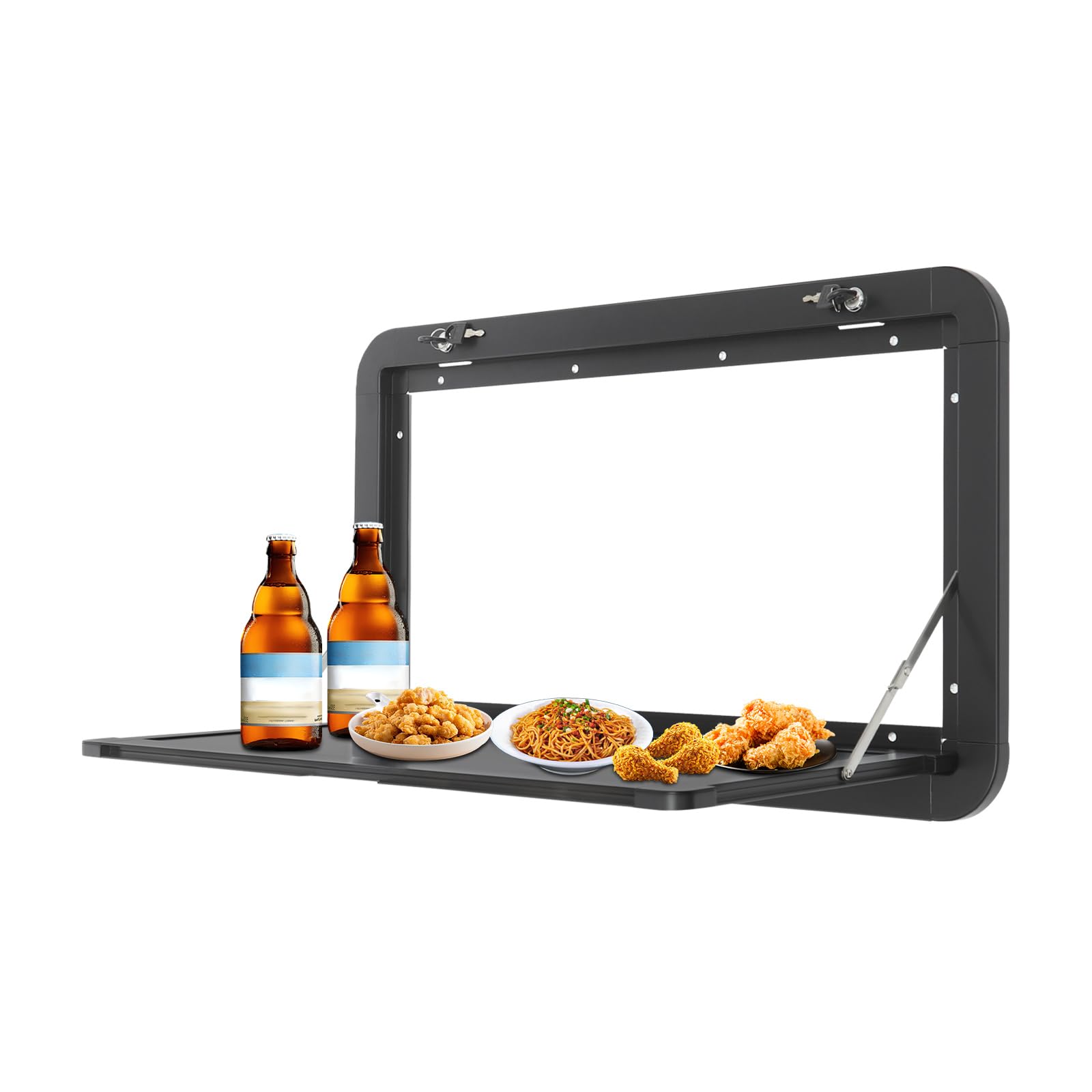 MSAIERPLR RV Folding Table, Wall Mount, Caravan Outdoor Folding External Table, 55.11lbs Max Load, Aluminum Alloy, Black, 800*450mm