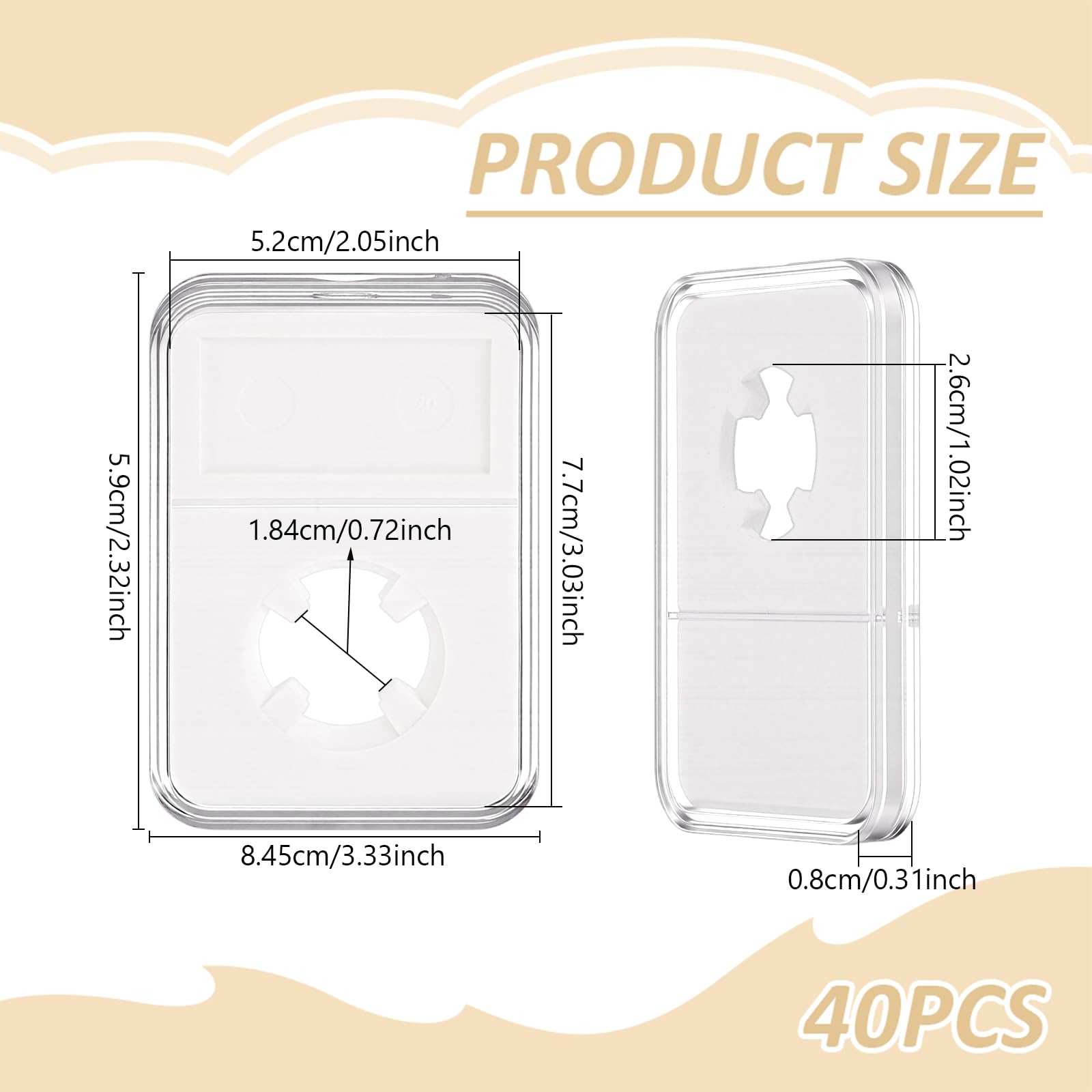 40 unidades de 38 mm para monedas, soporte de presentación, dólar plateado, soporte para monedas, acrílico transparente, caja de almacenamiento para Morgan Peace IKE Silver Liberty Barber