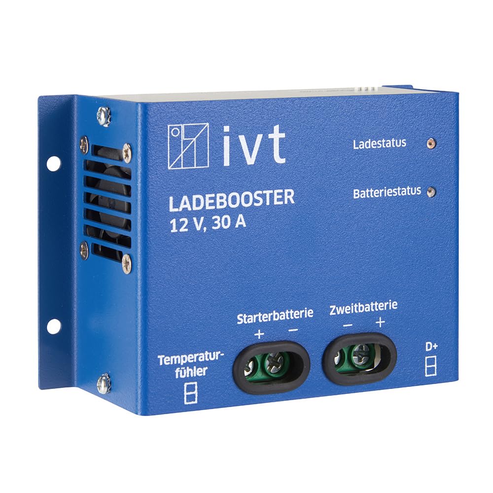 IVT Ladebooster 12V 30A – Intelligentes Ladegerät für Zweitbatterie, 2 Lademodi 30A und 10A, für AGM, Gel, Blei & LiFePO4, geeignet für Wohnmobil, Caravan, PKW, Euro 6 Fahrzeuge