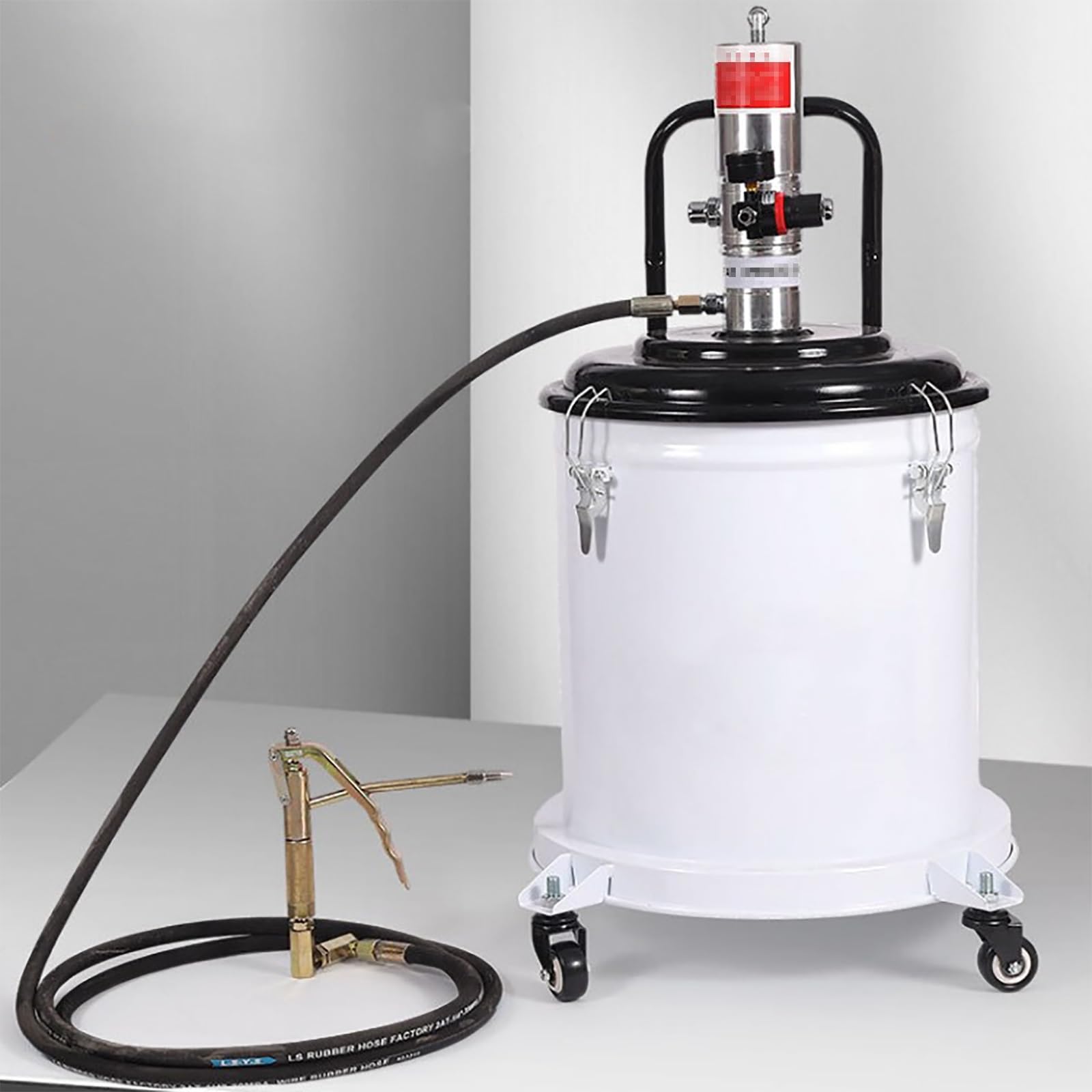Bomba Dispensadora de Grasa Neumática con Pistola de Engrase | 40 L, Caudal de 0,85 L/min, Relación de Presión de 50:1, Para el Mantenimiento de Vehículos