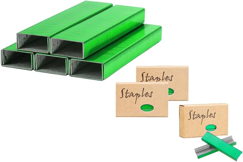 NatSumeBasics 3000 Colored Staples 26/6 Standard Green Staple Refill for Desk Stapler, 1000 Per Pack, Total 3 Pack Staples (Green)