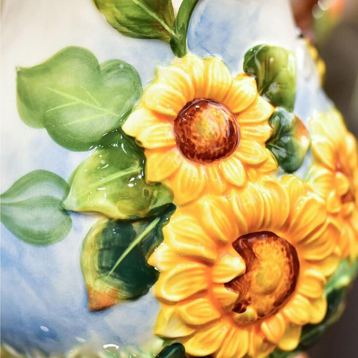 FORLONG Large Ceramic Water Pitcher Flower Vase, Hand-Painted