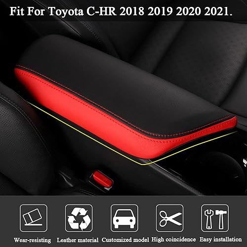 Miniatura 2 de Rifoda Funda de cuero para reposabrazos de consola central Toyota C-HR, decoración interior para CHR 2022 2021 2020 2019 2018 (cuero azul, cuero