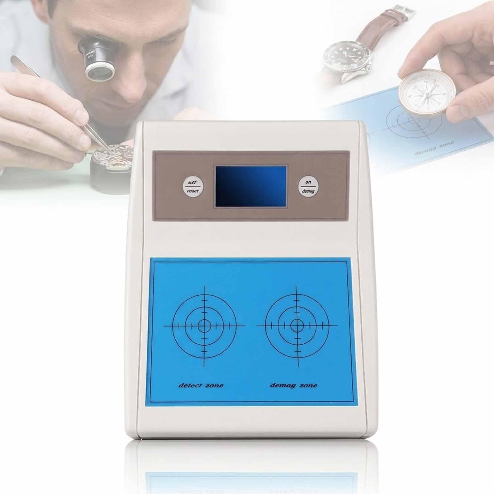 MObyat Smagnetizzatore Elettrico per Orologi, Rilevatore di Magnetismo Professionale con Display LCD, Funzionamento Rapido Tramite Pulsante, Magnetizzazione Rapida in 5 Secondi, per Casa E Studio.