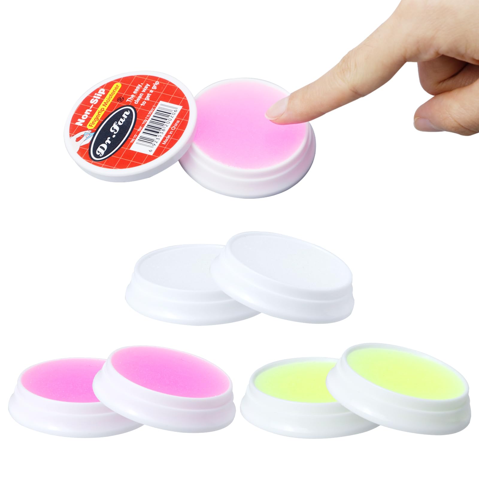 6 humectantes de dedos de 10 g, humectante de sobres de tres colores, humectante de dedos antideslizante para clasificar papel, agarre de papel, facturas, conteo de documentos, clasificación, tarea de