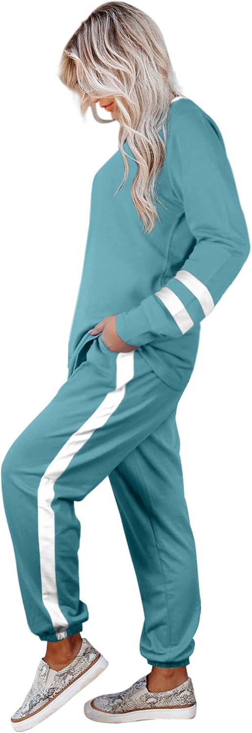 Aloodor Sweatsuit for Women 2 Piece Outfits for Womens Crewneck Sweatshirts Pullover
