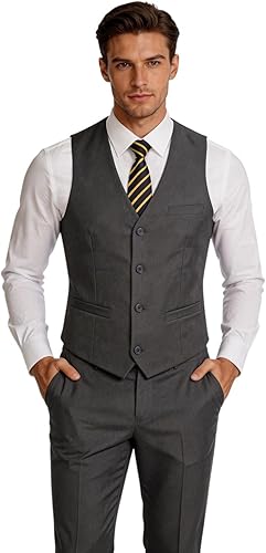 Furuyal Men's Suit 2 Piece Vest Set Slim Fit Dress Suit Casual Suit Waistcoat Pa