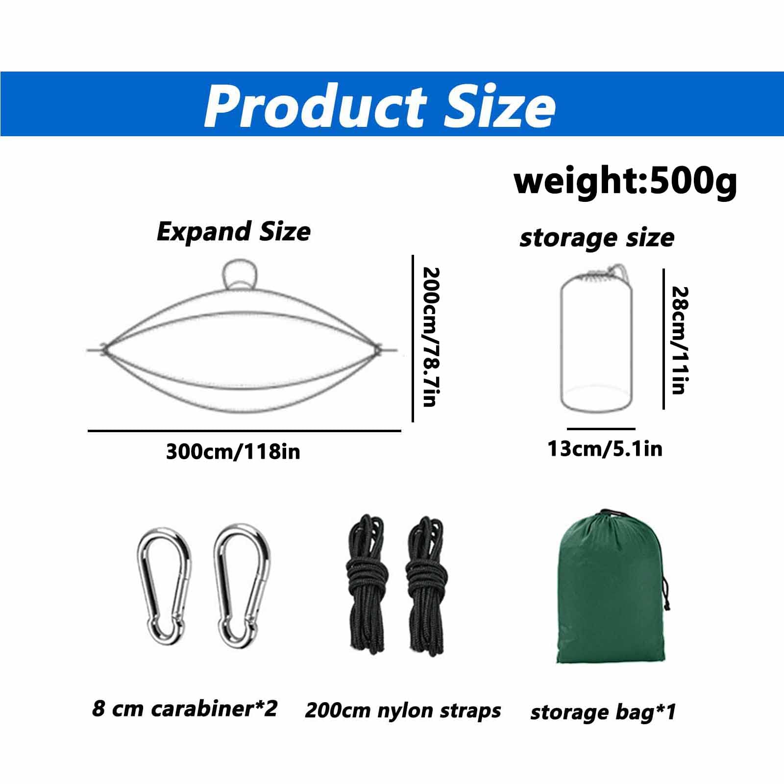 Support De Hamac Robuste 600 LB, Hamac D'extérieur Confortable Extra Large 118 * 78 Pouces, Hamac Simple Empêchant Le Renversement, Parfait pour La Plage, Le Jardin, Le Pique-Nique,Vert