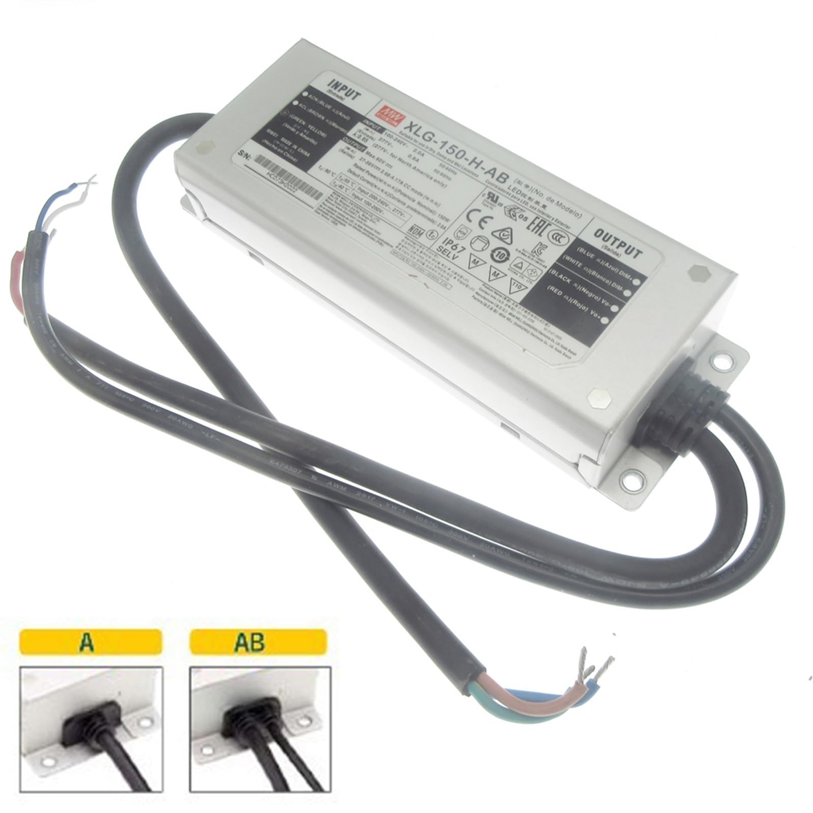 1PCS Alimentatore 150W XLG-150-H-AB 12V 24V 27-56V Driver LED impermeabile a potenza costante IP67(XLG-150-H-AB-1pcs)