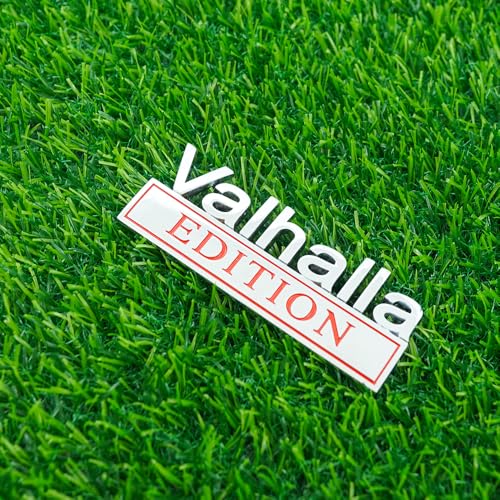 Image of Pair Set Vikings Valhalla Edition Emblem 3D Fender Badge Decal BumperSticker Nameplate for Universal Vehicle, Car, Truck, SUV Motorcycle Accessories Viking Seasons (Silver Red)