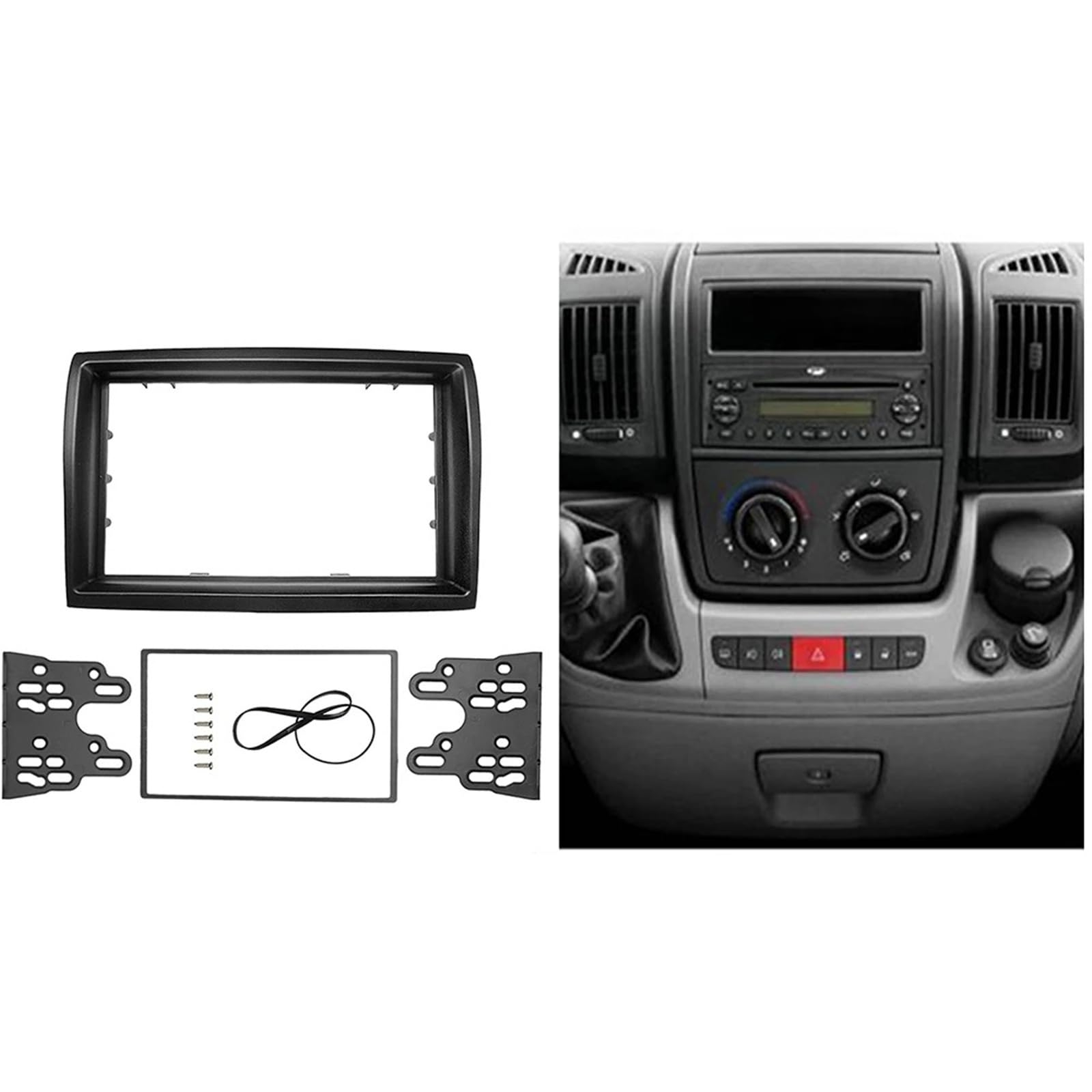 Fascia Marco Radio Coche para Peugeot Boxer 2006+ Doble DIN Fascia Tablero Instalación Kit De Ajuste Marco Estéreo Panel Bisel