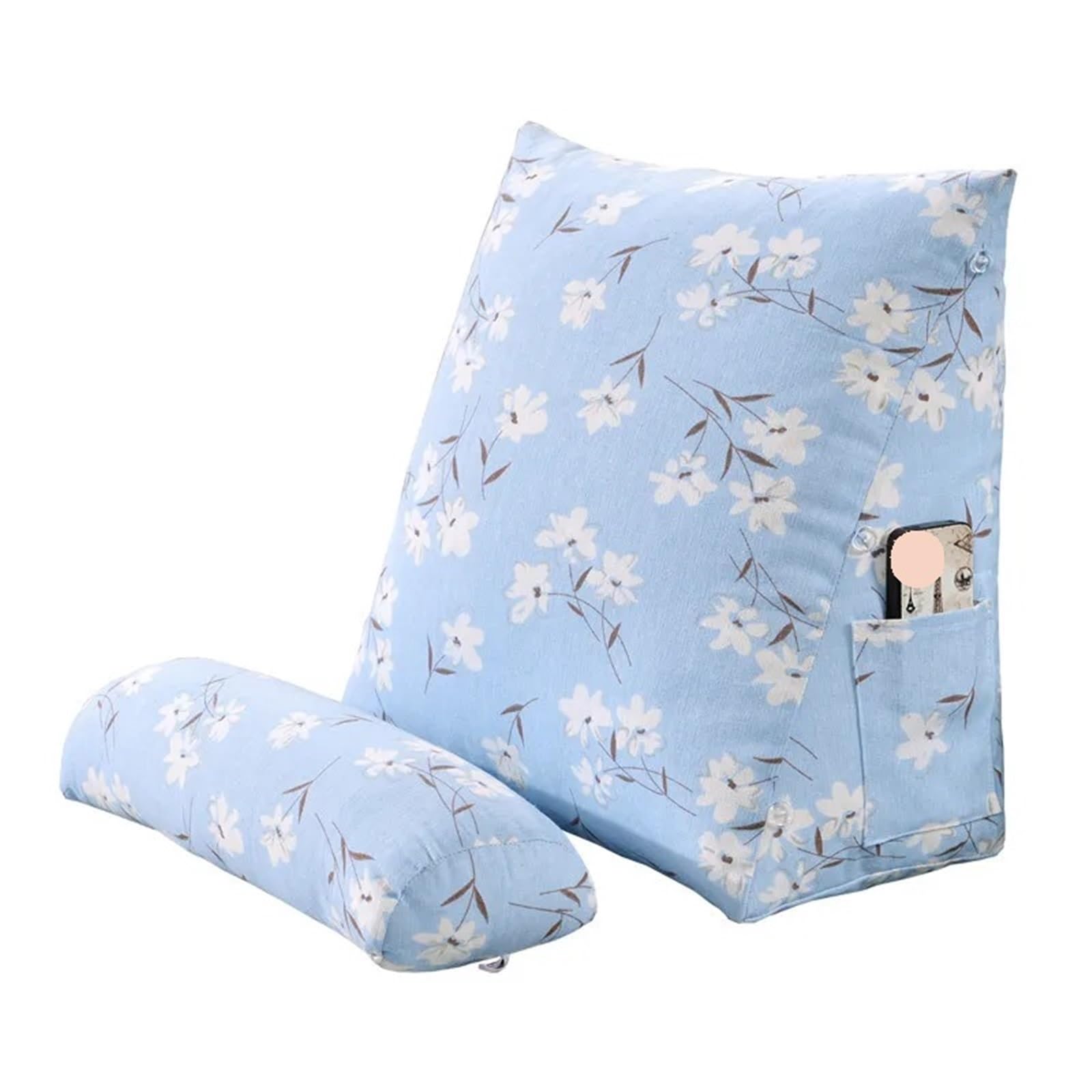Coussin triangulaire contre les douleurs cervicales avec coussin cylindrique en lin lavable