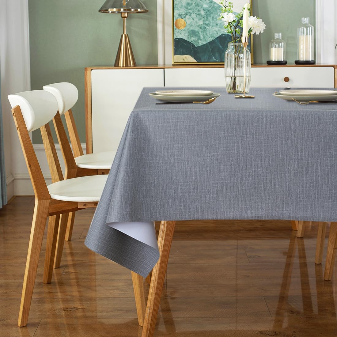 DASIAUTOEM Tischdecke Abwaschbar, PVC Tischdecke Wasserdicht Wachstischdecke, Abwischbare Wetterfest für Outdoor Garten Party Geburtstag Hochzeit Esszimmer (140x220cm)