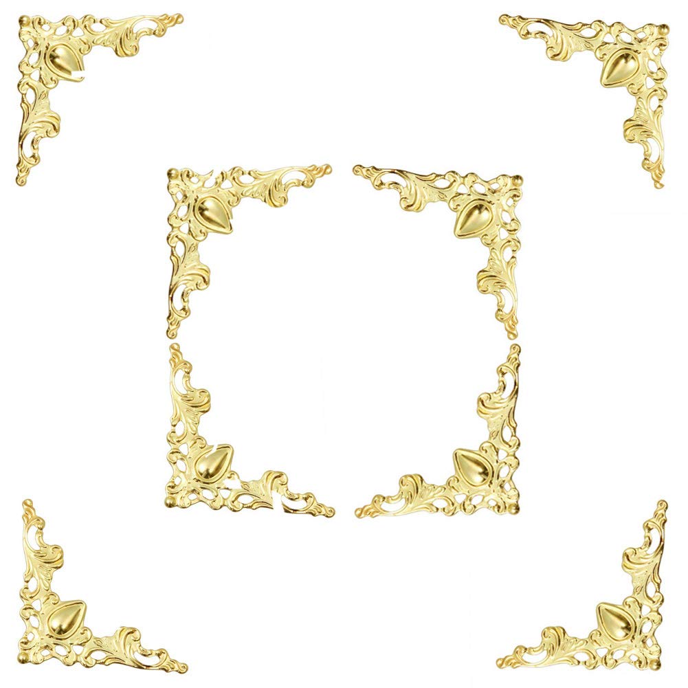 48 Solid Pure Copper Box Corner Protectors, Retro Table Edge Cover, Cabinet Furniture Decoration Edge Safety, Desktop Jewelry Box Corner Protectors (