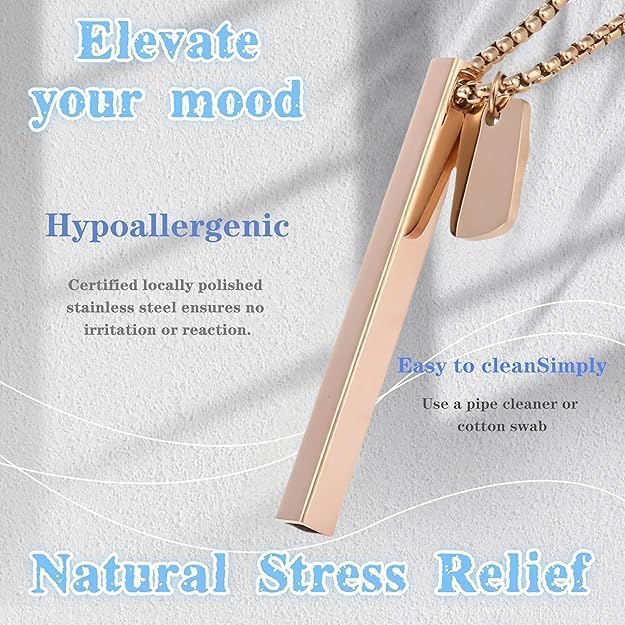 Tactile Breathing Necklace | 4-7-8 Breathing Tool to Quit Smoking & Vaping | Stylish Hypoallergenic Jewelry with Lifetime Chain2