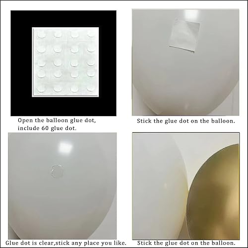 Miniatura 6 de Kit de arco de guirnalda de globos blancos y dorados, decoraciones de fiesta blancas y doradas con 1 cortina de oropel dorado para fiesta de