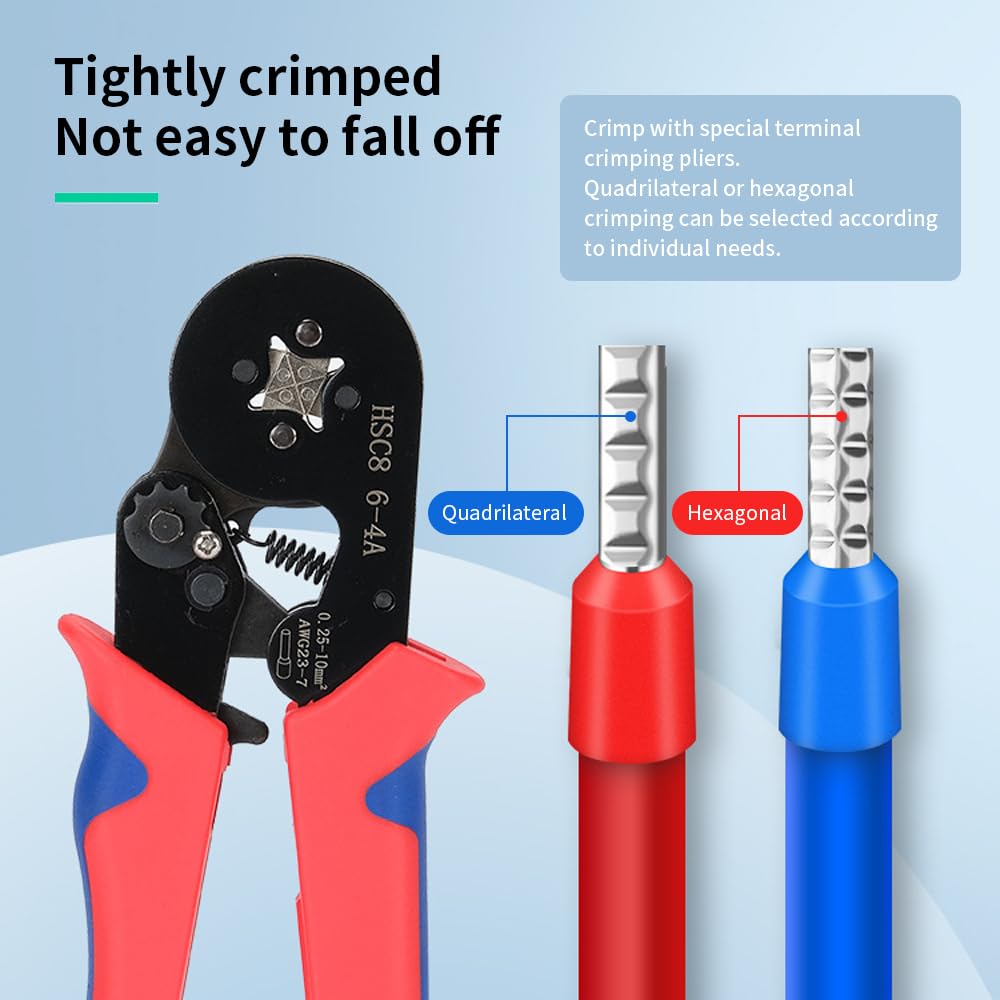 Ferrule Crimp Tool Kit, Wire Ferrule Crimper AWG 23-7 (0.25-10 mm²) with 1200PCS Ferrule Connectors Wire Ends Terminals