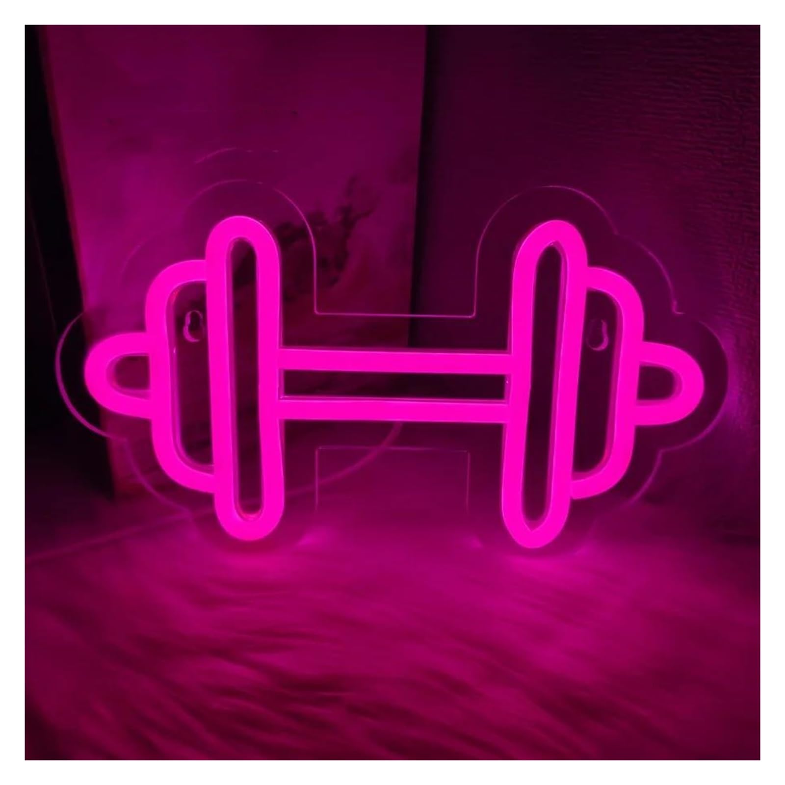 LEMST Sign Lamp Barbell Neon Sign Light Dumbbell Shaped for Gym Living Room Fitness Club Game Room Sports Room Art Wall Decor USB Lamp 24cmx13cm(A)