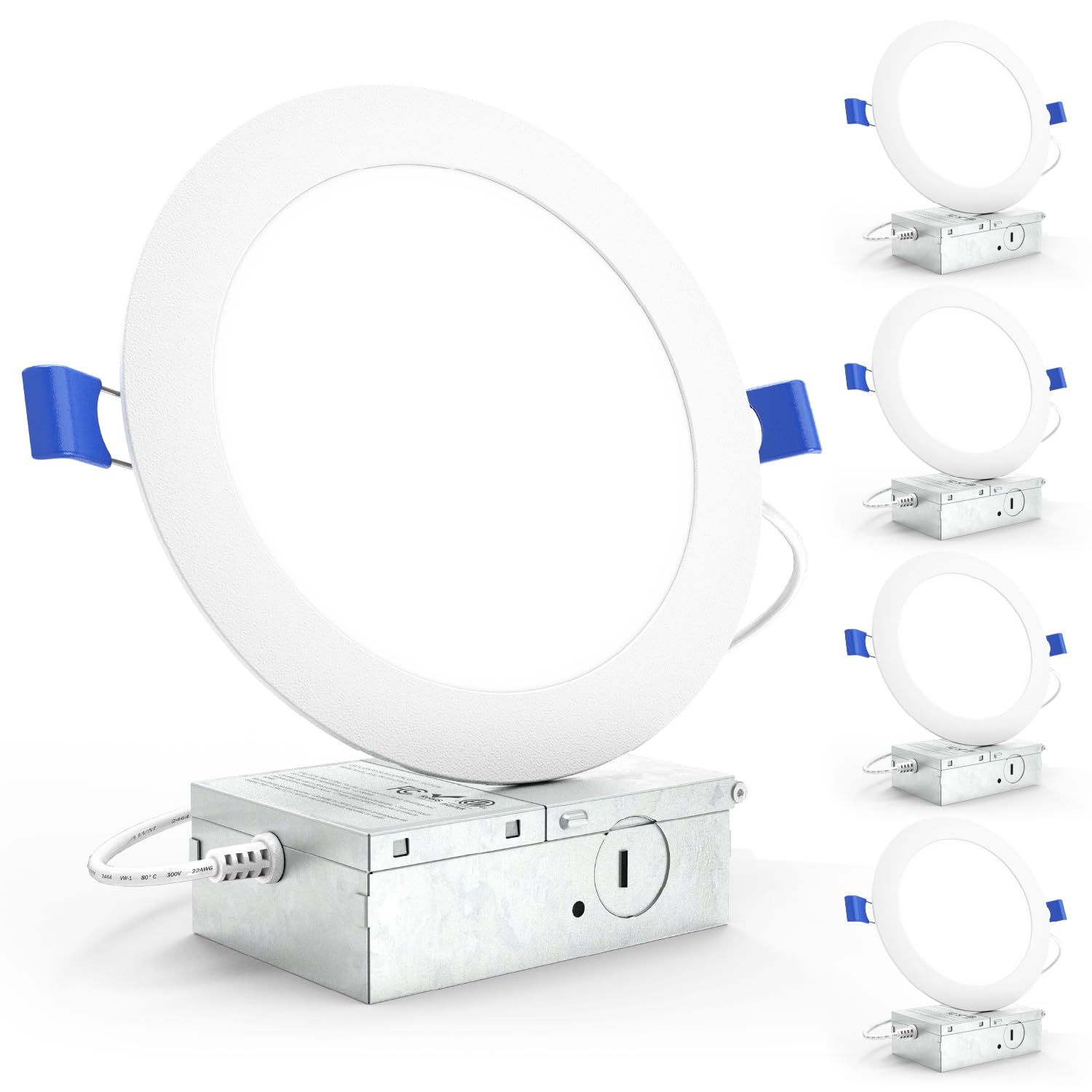Sunco 4 Pack 6 Inch Ultra Thin LED Recessed Ceiling Lights Slim, 5000K Daylight, Dimmable, 14W=100W, Wafer Thin, Canless with Junction Box - ETL.
