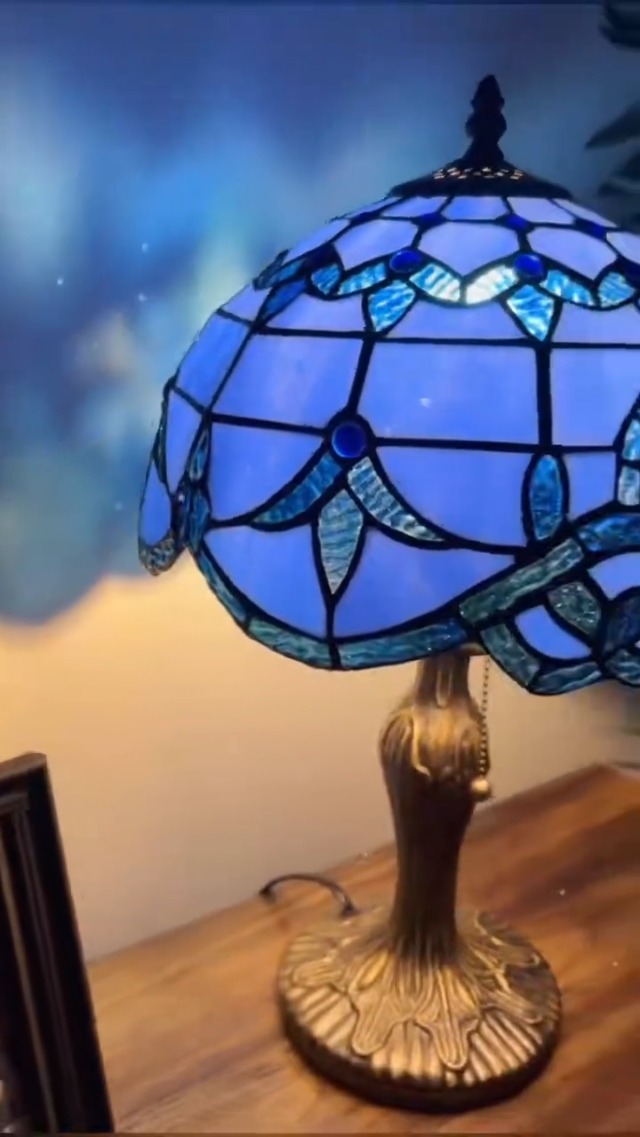 enjoy decor lamps Stained Glass Table Lamp Blue Baroque Style LED