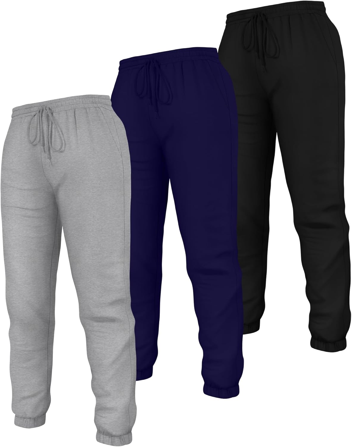 Neer 3 Pack Men's Athletic Sweatpants Drawstring Lounge Pants Elastic Waist Joggers with Pockets Men Running Workout Pants - Image 3