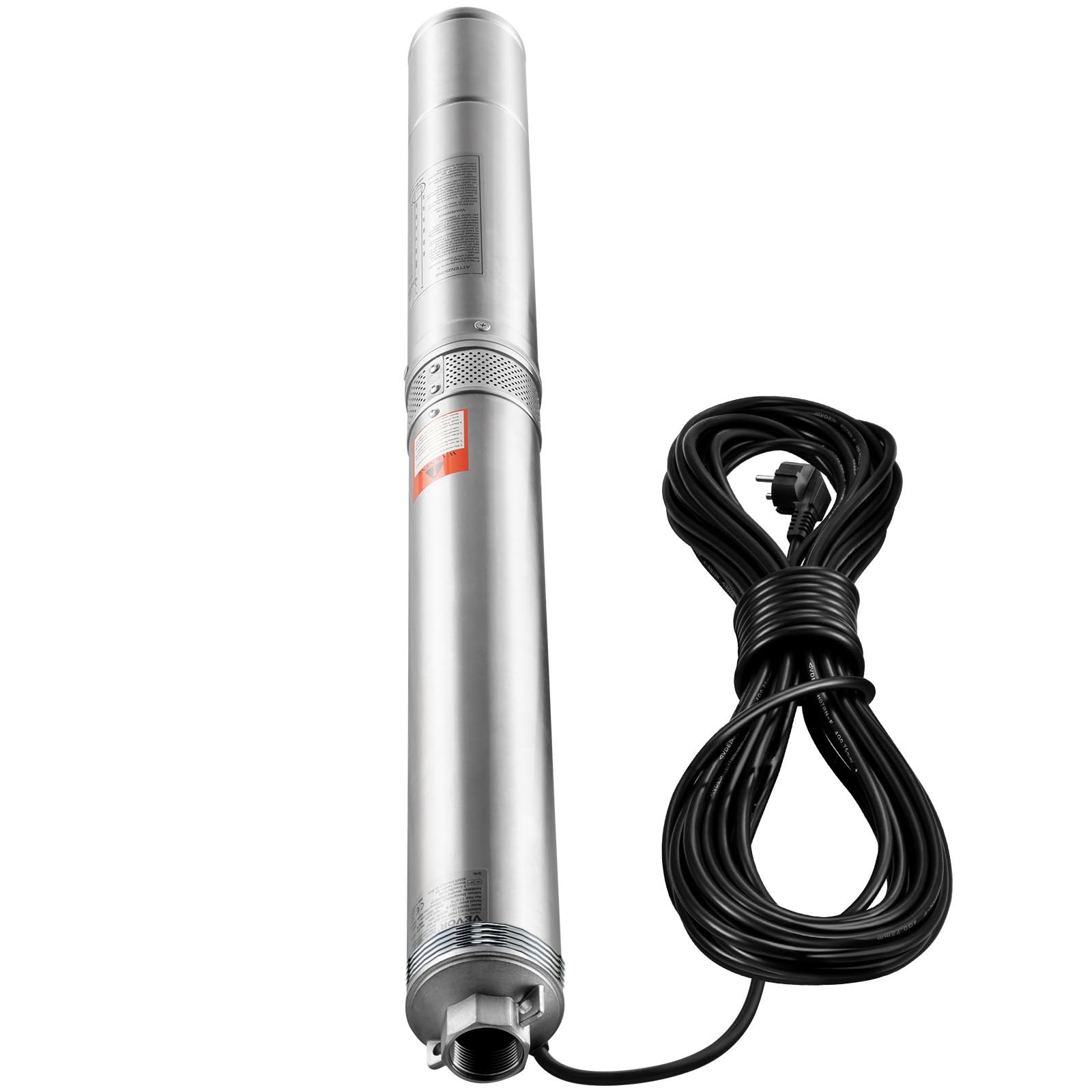 VEVOR Pompe Immergée pour Puits Profond, 1100 W, Pompe à Eau Acier Inoxydable, Débit 7,1 m³/h, 105 m, avec Cordon Électrique 19,4 m, Pompe Étanche IP68 pour Usage Domestique, Irrigation Industrielle