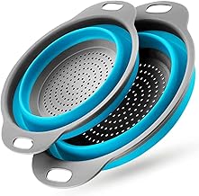 Collapsible Colander, 2 Pcs Silicone Collaspsible Strainer for Draining Pasta, Vegetable and Fruit