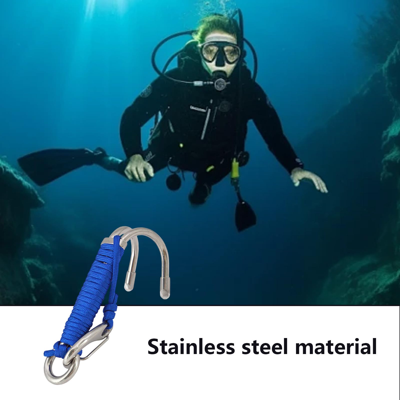 Ganchos para Buceo en Cuevas, Ganchos para arrecifes de Buceo,Ganchos de Buceo de Doble Gancho de Acero Inoxidable | Equipo de Seguridad, diseño de Junta tórica, Cuerda de Seguridad