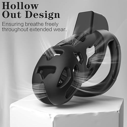 Miniatura 3 de Jaula de castidad masculina, dispositivos de castidad grandes con anillos de 5 tamaños y bloqueo invisible para hombre, equipo de bondage y