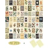 Vintage Poster Wall Collage Kit - 70 pcs Aesthetic Room Decor Bilder Botanical Wandcollagen Zimmer Deko - Fotowand Für Wohnheim Wanddekoration - Geschenke Für Mädchen Teenager Mitschüler