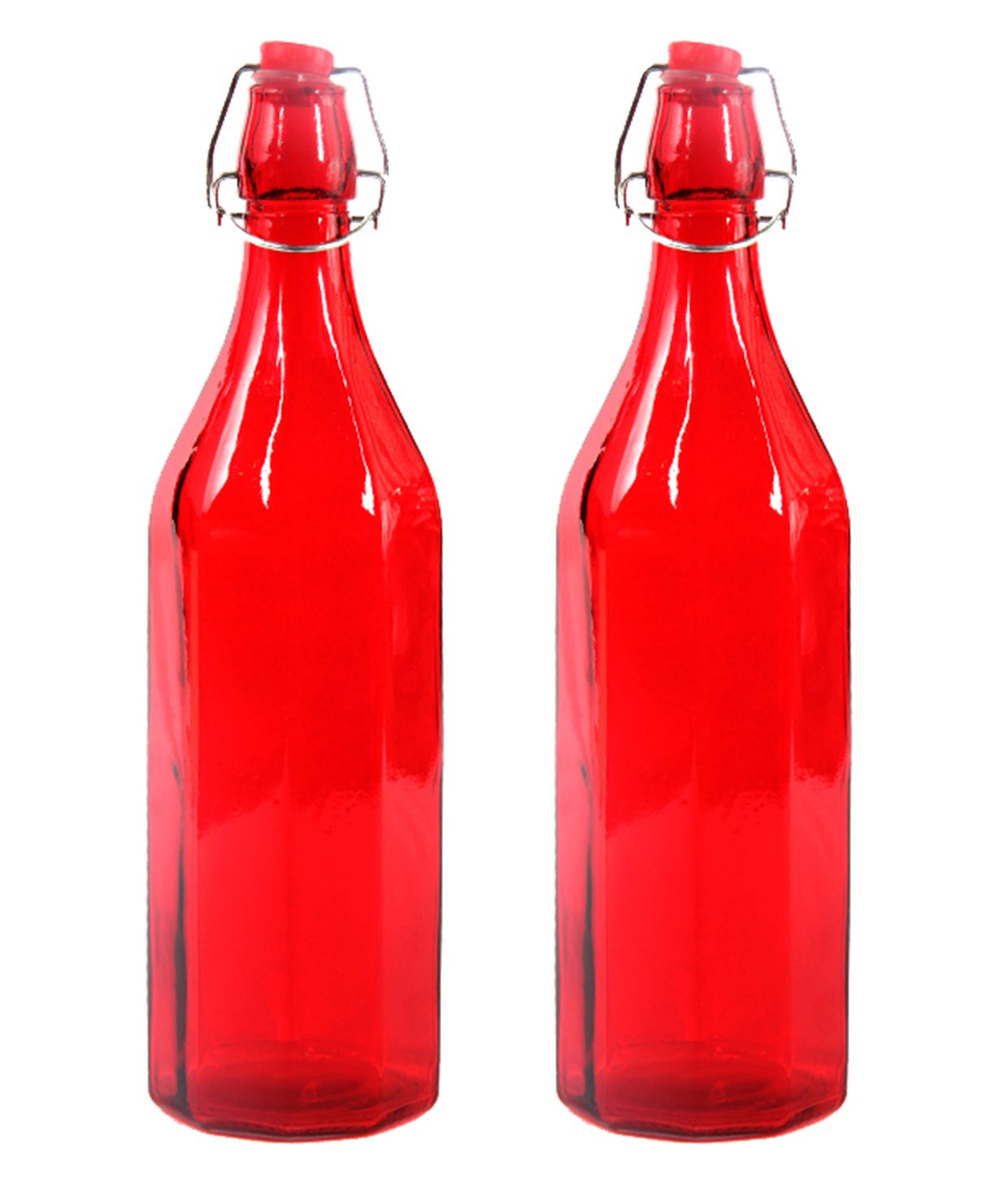 Favola Designer Molded Classic Design Italian Freeze Water Bottle, 1000ml, 2-Piece, Red