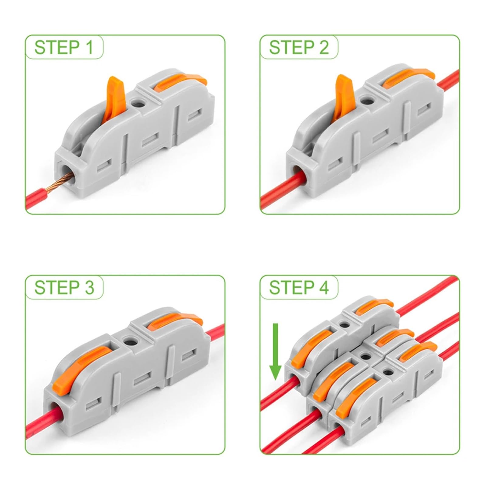 34/100pcs Kit Quick Butt Wire Connector For 28-12 AWG Lever Wire Connectors Compact Spring Crimping Splice Terminals(221T 100PCS-Tool)