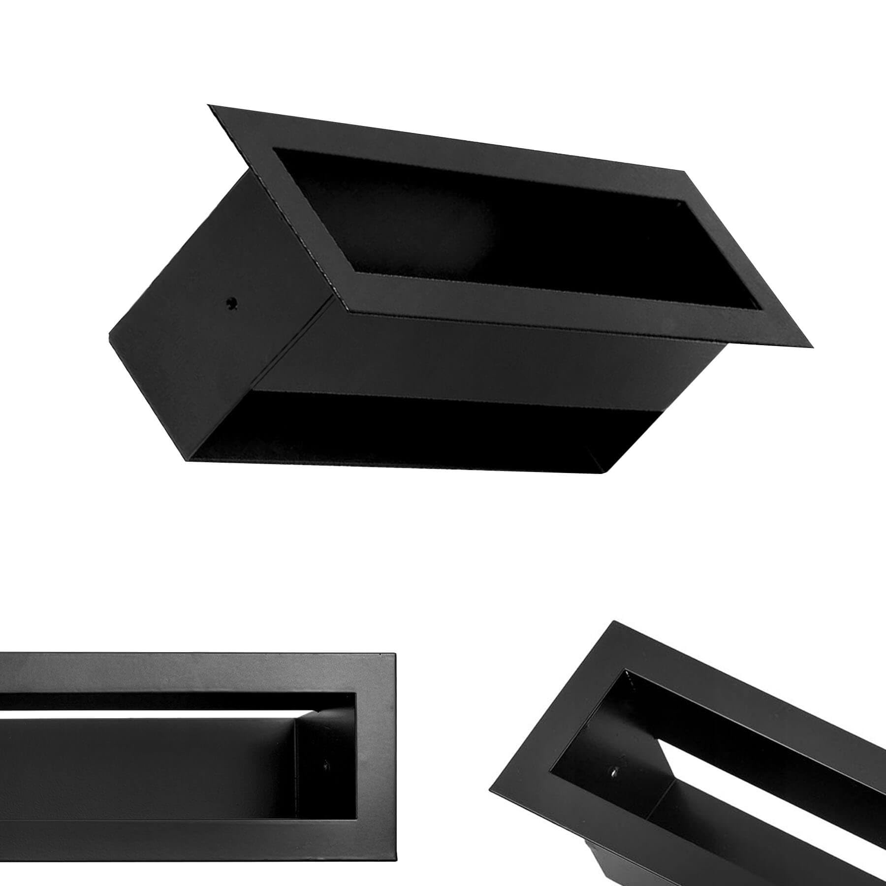 ADGO Griglia di Ventilazione per Camino, Griglia ad Aria Calda, Griglia di Scarico per Camino, Presa d'aria Nascosta, Rettangolare, Lunga, Verniciata a Polvere, Nero (10 x 30 cm)