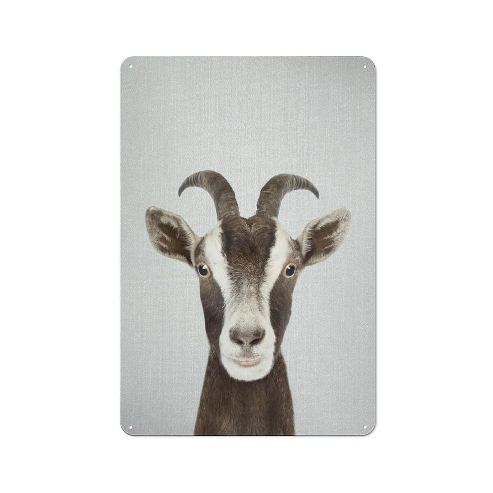 Junmoney Style-7 Workshop Style Garage Metal Sign 30X20cm Featuring Goat Colorful, Industrial Wall Art For Workshop, Basement, Shed Or Games Room