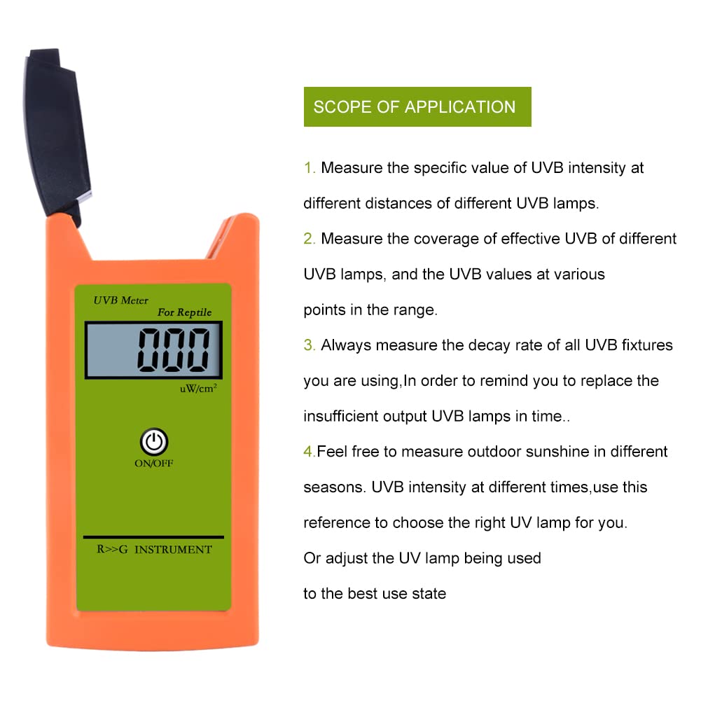 Probador UVB de alta precisión 0-1999UW/cm², Detector UVB digital profesional LCD, Instrumento de prueba UVB para reptil