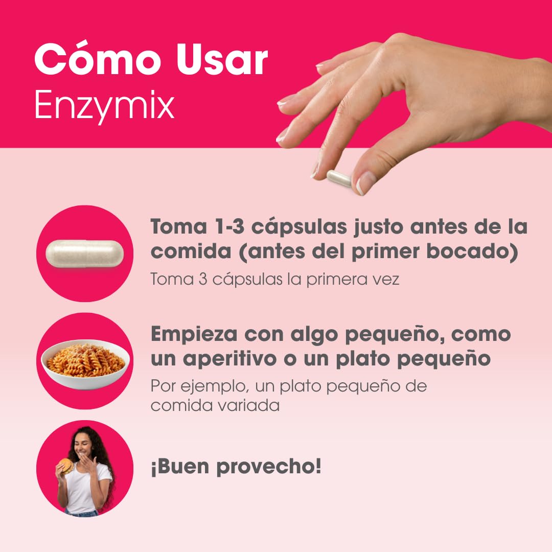 Intoleran Enzymix Enzimas digestivas – 36 cápsulas | Favorece la digestión de grasas, proteínas, carbohidratos y lactosa | Puro, vegano y sin gluten
