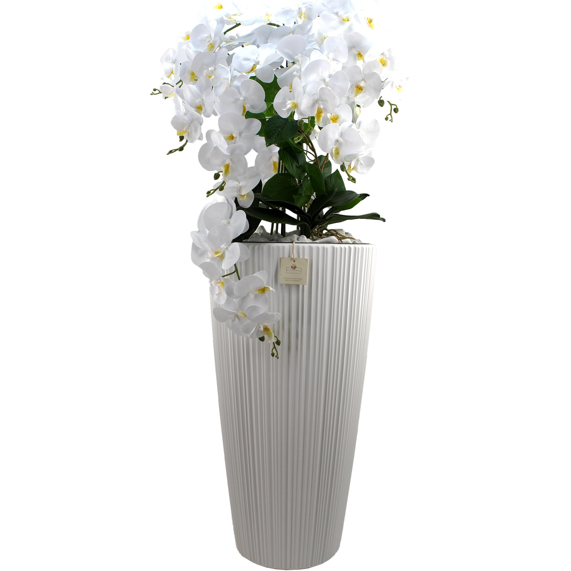 B4y Kunstorchidee XXL 135 cm – Luxus Phalaenopsis mit Real Touch Blüten Weihnachten, Geburtstag oder Muttertag – Elegante Deko für Wohnzimmer, Hotel & SPA