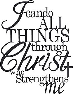 OYEFLY I Can Do All Things Through Christ Metal Wall Art,Metal Christian Wall Decor (Black)