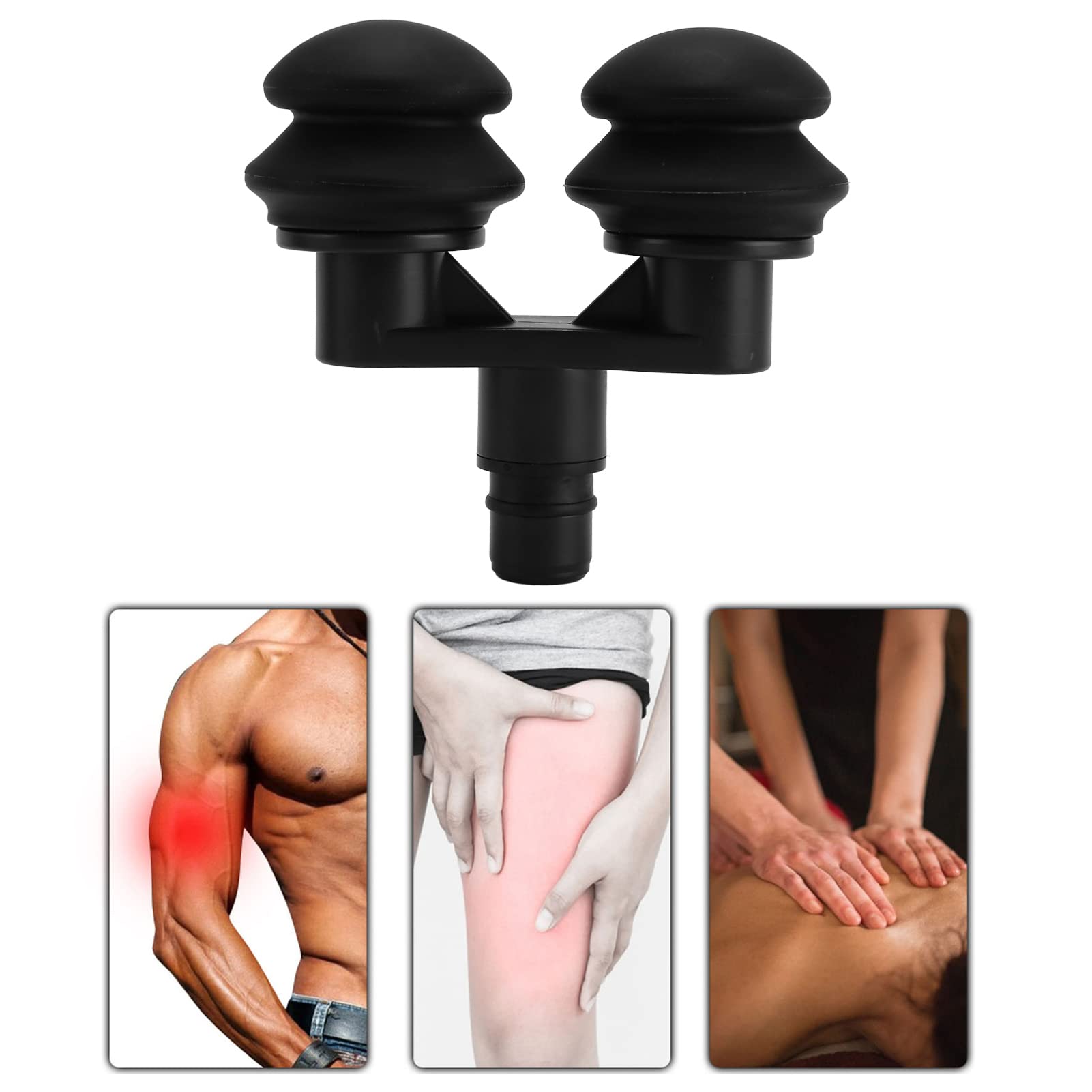 Cabezal de Pistola de Masaje Muscular, Cabezal de Masajeador de Fascia con Cojín de Gas Doble de 18 Mm con Accesorios Relajantes Musculares de Silicona Suave Cabezal de Reemplazo
