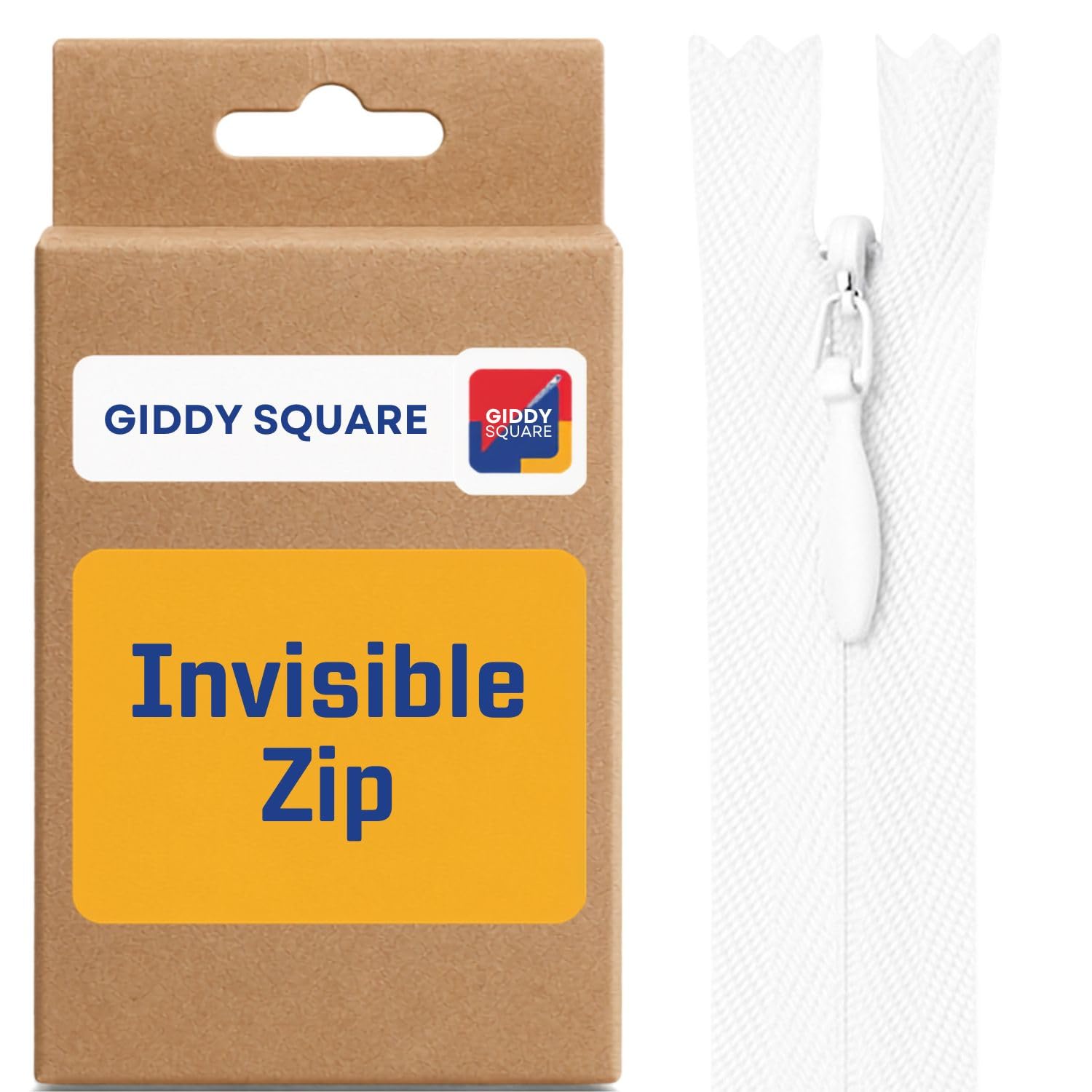 8" (20cm) White Invisible Zip - Concealed Nylon Closed-End