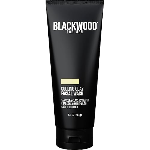 Blackwood For Men Jabón facial de arcilla refrescante, limpiador y máscara de carbón activado, mentol y arcilla Tanakura para limpieza profunda y