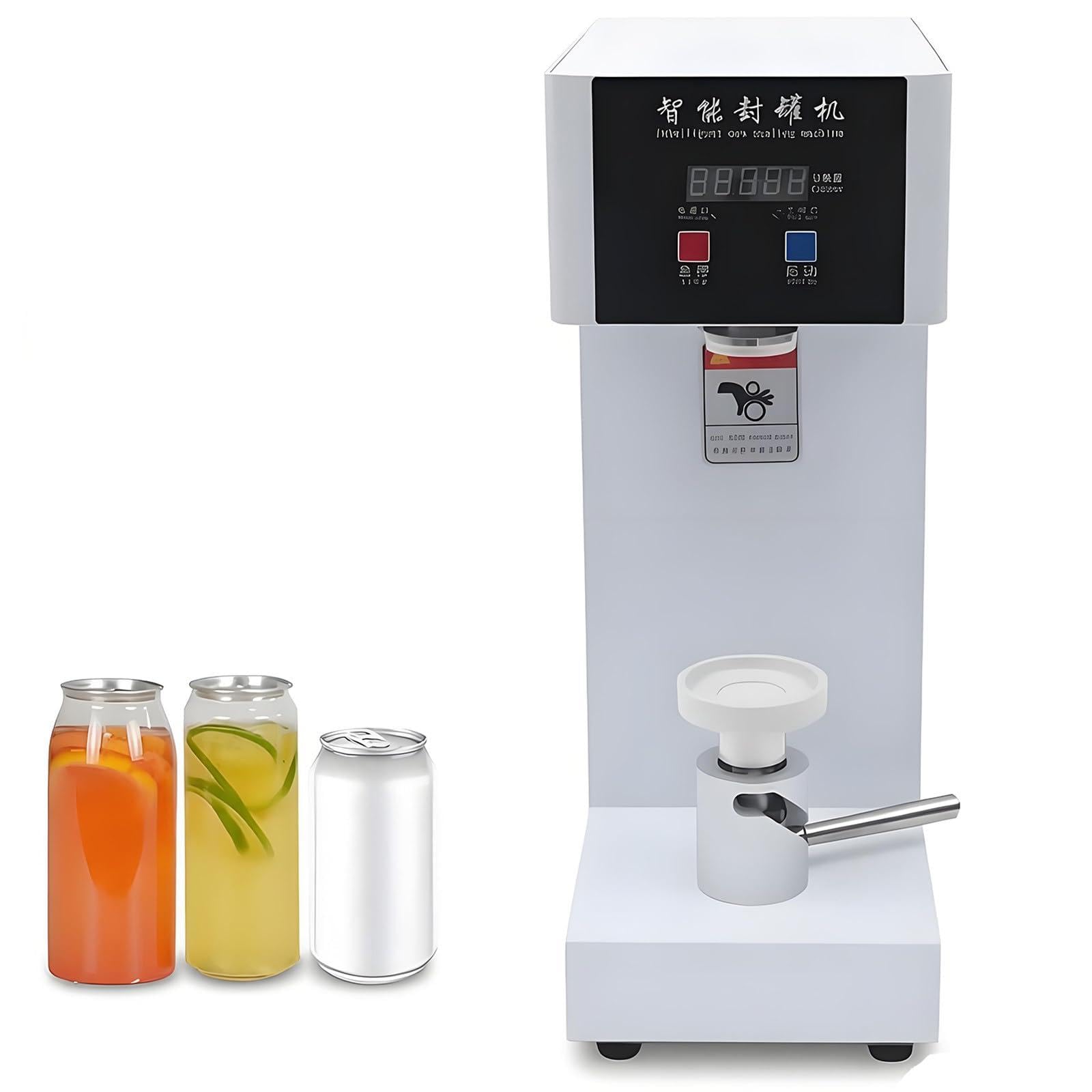 Huansebesity White Tin Can Sealer Machine,Semi Automatic Soda Seamer,180W Electric Can Seamer With Lcd Counter,Height Adjustable Structure,Suitable For Beer Juice Cans,Home And Commercial Use