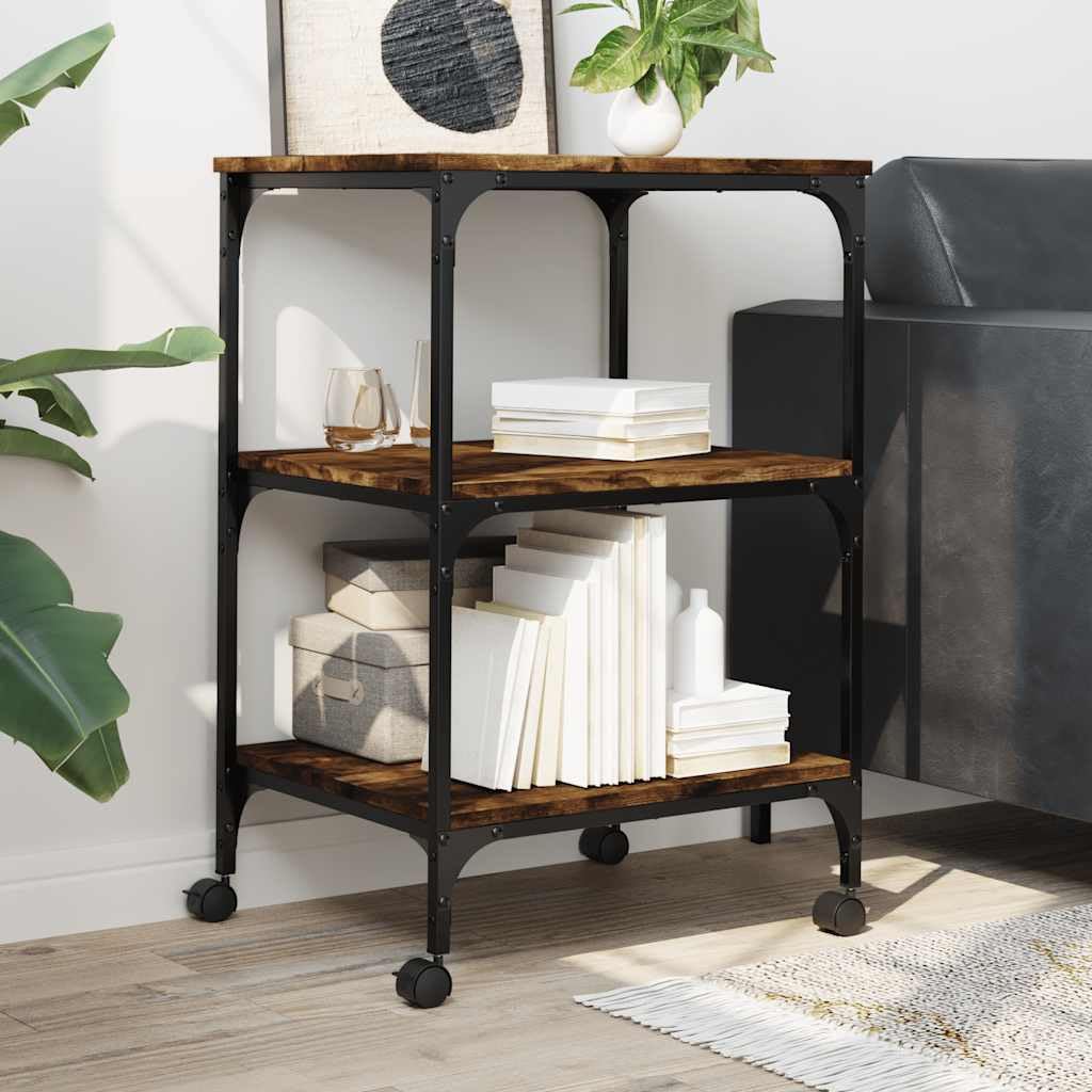 Supporto per stampante con 3 ripiani, carrello in legno